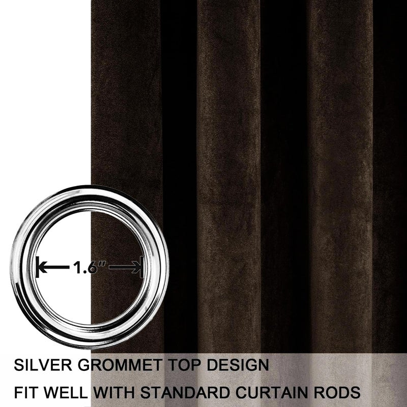 SMILETIME Brown 108in Long Luxury Velvet Curtain Panels with Grommet, Insulated Soft Privacy Noise Reducing Velvet Window Drapes Thicker Velvet Pinch Pleat Curtains for Living Room 2 Panels 52W x 108L - Image 3